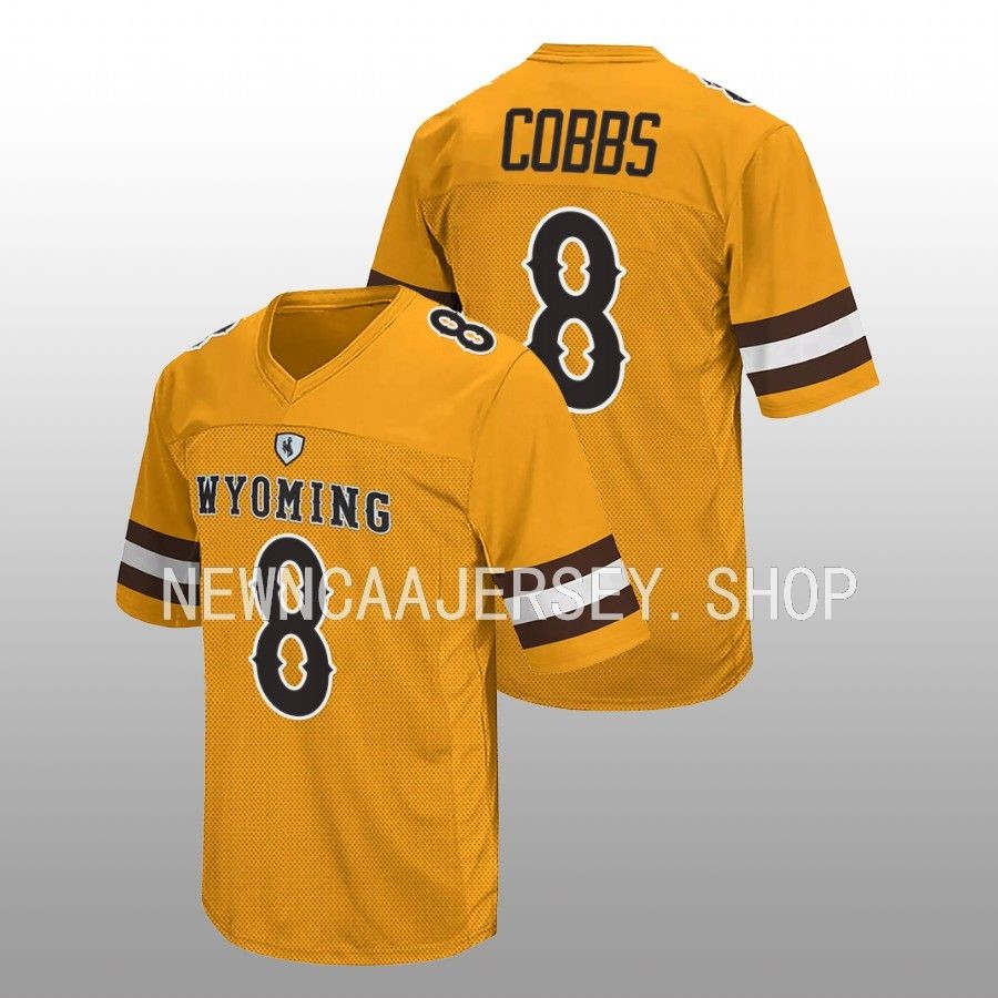 men wyoming cowboys joshua cobbs 2022 retro college football gold jersey