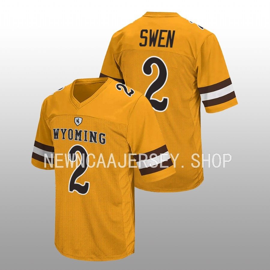 men wyoming cowboys titus swen 2022 retro college football gold jersey