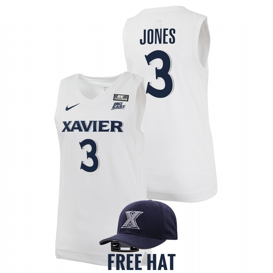 men xavier musketeers colby jones 2021 22 free hat college basketball white jersey