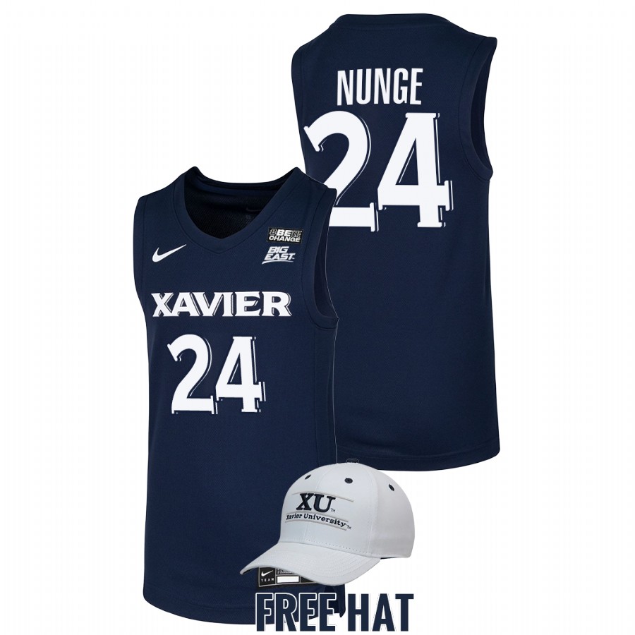 men xavier musketeers jack nunge 2021 22 free hat college basketball navy jersey