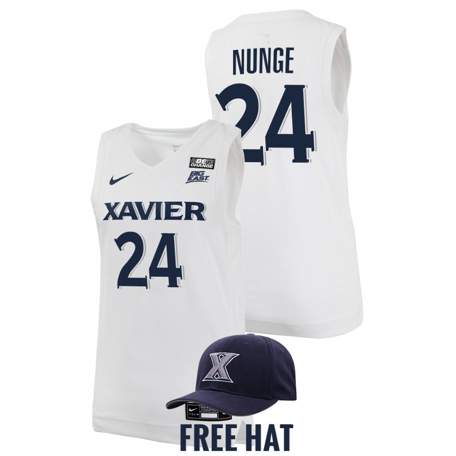 men xavier musketeers jack nunge 2021 22 free hat college basketball white jersey