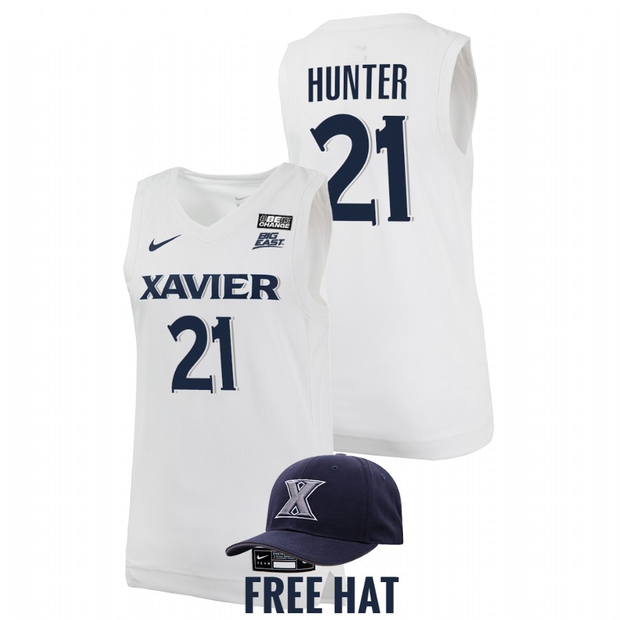 men xavier musketeers jerome hunter 2021 22 free hat college basketball white jersey