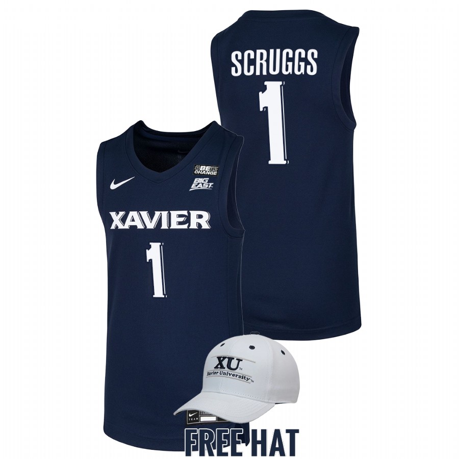 men xavier musketeers paul scruggs 2021 22 free hat college basketball navy jersey
