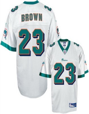miami dolphins #23 ronnie brown white