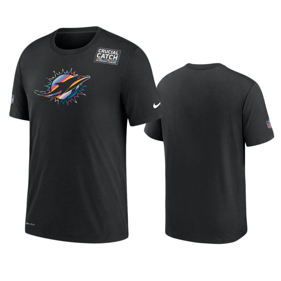 miami dolphins black crucial catch sideline t shirt