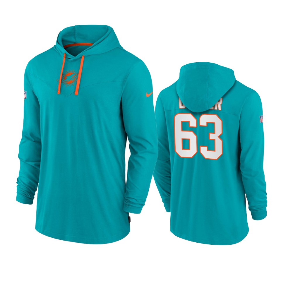 miami dolphins michael deiter aqua sideline performance hoodie tri blend t shirt