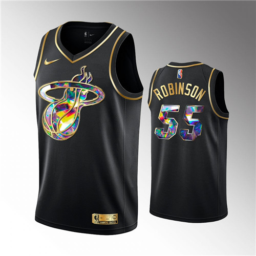 Miami Heat Duncan Robinson 2021-22 Golden Edition Diamond Logo Black stitched Jersey #55
