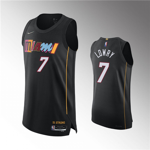 Miami Heat Kyle Lowry 2021-22 75th Anniversary Authentic City Black stitched Jersey #7