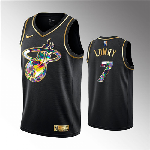 Miami Heat Kyle Lowry 2021-22 Golden Edition Diamond Logo Black stitched Jersey #7