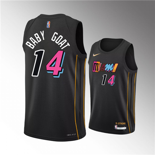 Miami Heat Tyler Herro 2022 Baby Goat Nickname Diamond Edition Black stitched Jersey #14