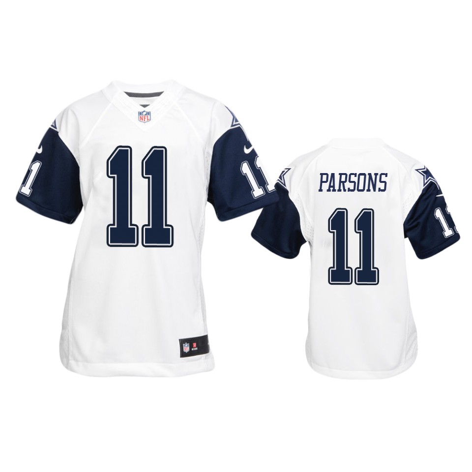 micah parsons cowboys white color rush game jersey
