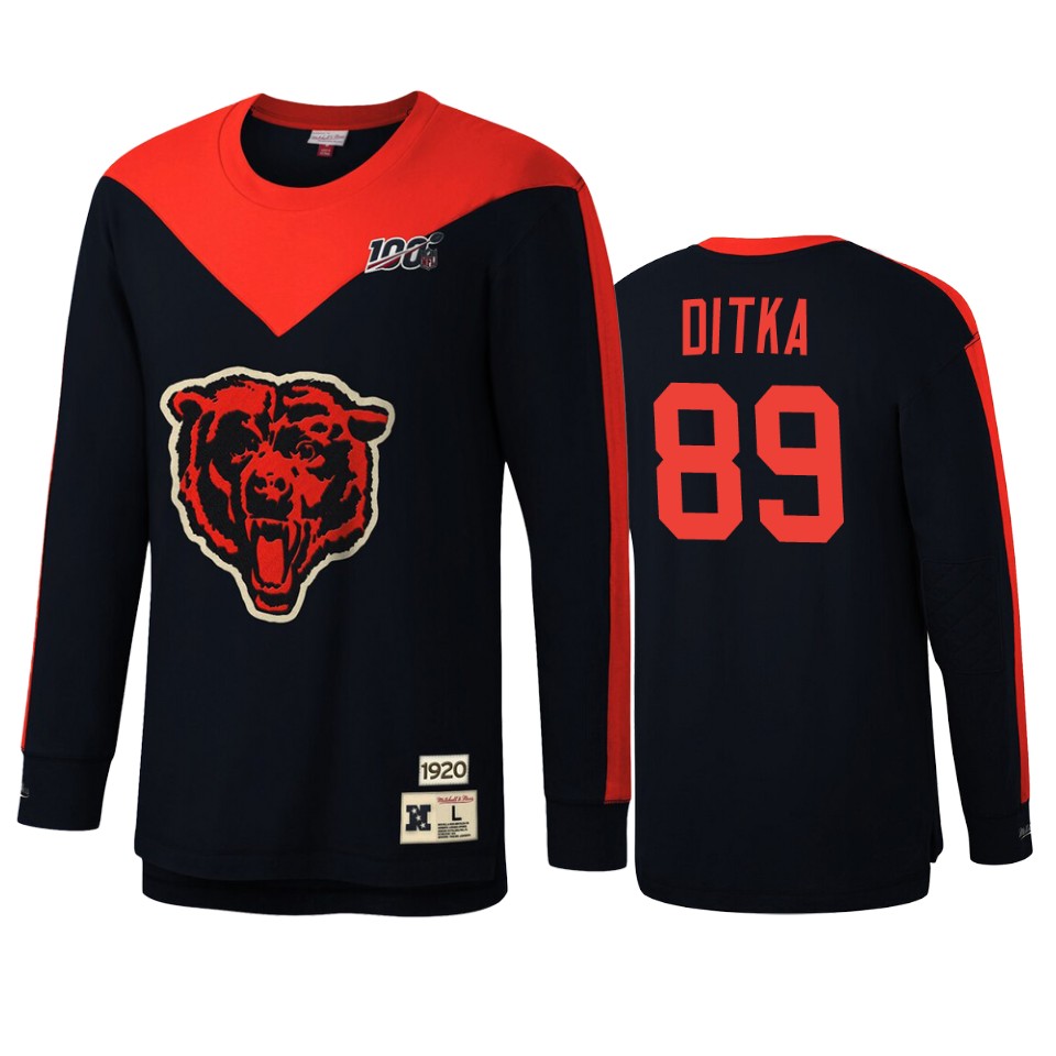 mike ditka bears navy nfl 100 long sleeve t shirt