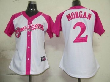 milwaukee brewers 2 morgan womens pink splash fashion jersey