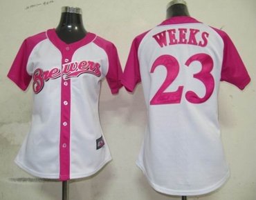 milwaukee brewers 23 weeks fielder womens pink splash fashion jersey