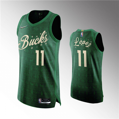 Milwaukee Bucks Brook Lopez 2021 Christmas Night NBA 75th Authentic Green stitched Jersey #11