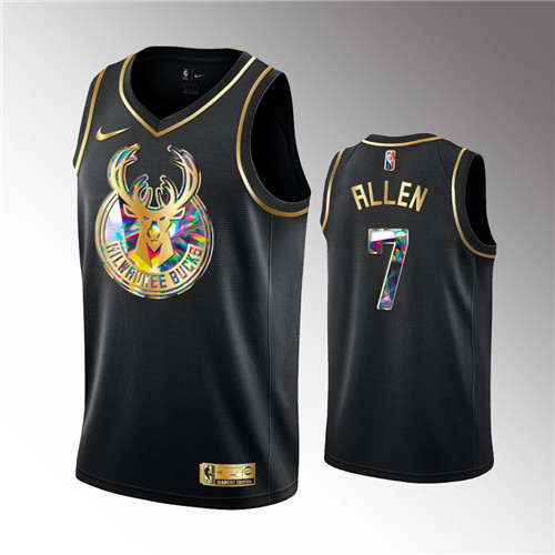 Milwaukee Bucks Grayson Allen 2021-22 Golden Edition Diamond Logo Black stitched Jersey #7