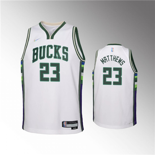 Milwaukee Bucks Wesley Matthews 2021-22 75th Anniversary City White stitched Jersey #23