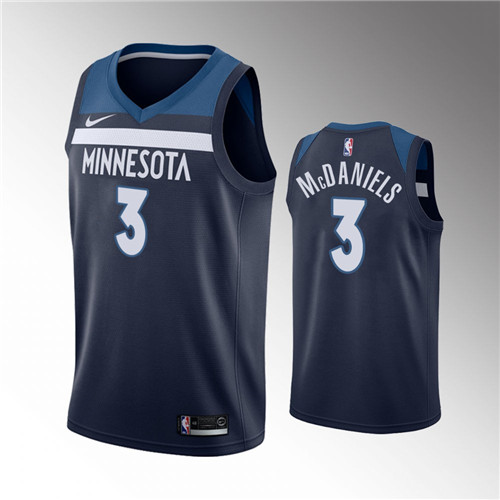Minnesota Timberwolves Jaden McDaniels Icon Navy stitched Jersey #3