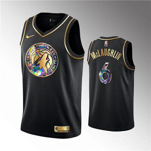 Minnesota Timberwolves Jordan McLaughlin Golden Edition 75th Anniversary Black stitched Jersey #6