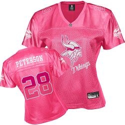 minnesota vikings #28 peterson pink fem fan women jerseys