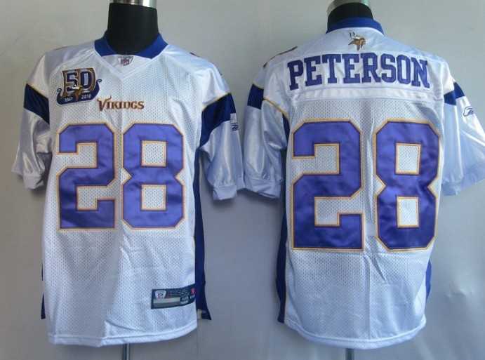 minnesota vikings 28 adrian peterson white [50th