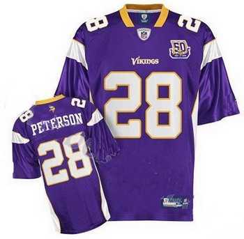 minnesota vikings adrian peterson 28 purple jersey 1961-2010 50th patch
