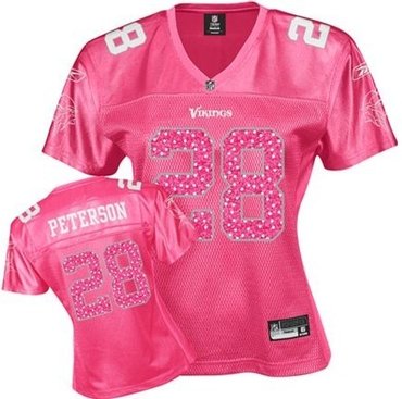 minnesota vikings adrian peterson womennull pink sweetheart jersey