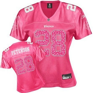 minnesota vikings adrian peterson womens pink sweetheart jersey