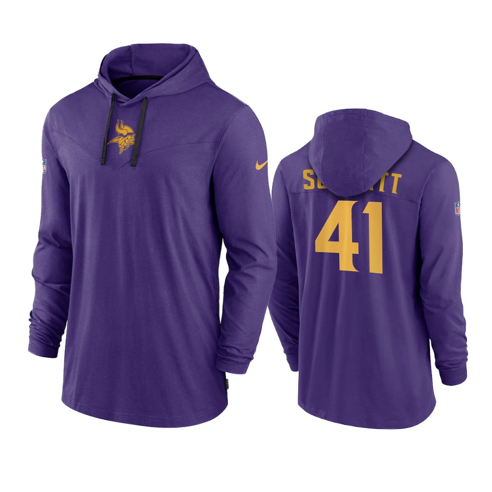 minnesota vikings chazz surratt purple sideline performance hoodie tri blend t shirt