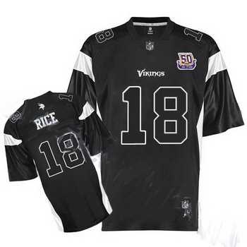minnesota vikings sidney rice 18 black jersey 50th anniversary patch