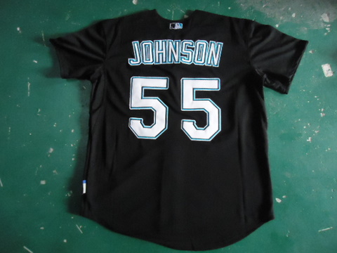 mlb Florida Marlins 55 JOHNSON jerseys black