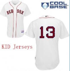 mlb boston red sox 13# crawford white cool base kid jerseys