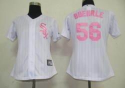 mlb chicago white sox 56# buehrle white women jerseys pink strip
