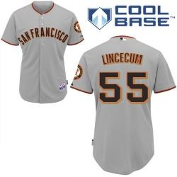 mlb giants #55 lincecum grey kid cool base jerseys