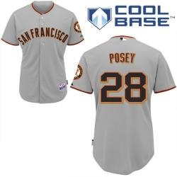 mlb giants 28# posey grey kid cool base jerseys