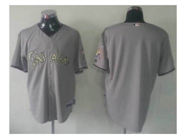 mlb jerseys florida marlins blank grey(number camo)