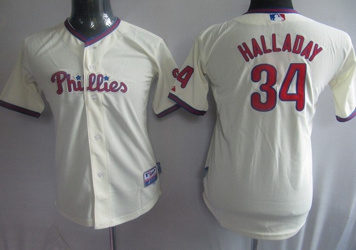 mlb jerseys philadephia phillis 34# halladay cream kids