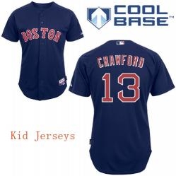 mlb kid jerseys boston red sox 13# crawford blue cool base jerseys