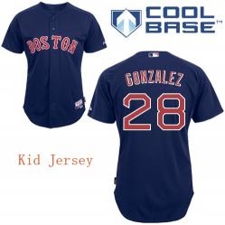mlb kid jerseys boston red sox 28# gonzalez blue cool base jersey