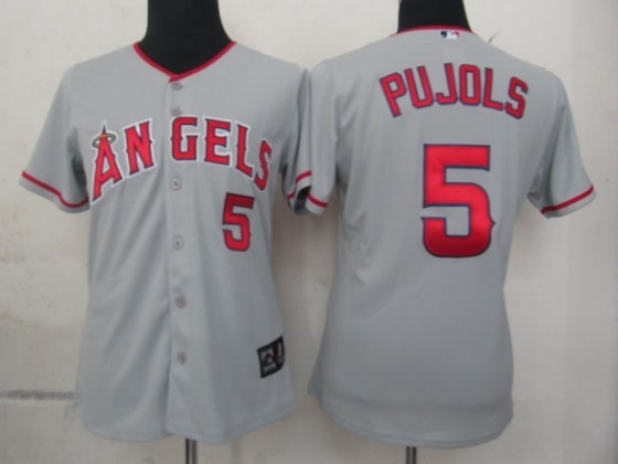 mlb women jerseys los angeles angels 5 pujols grey
