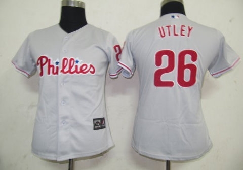 mlb women jerseys philadephia phillis 26 utley gray