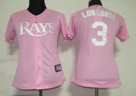 mlb women jerseys tampa bay rays 3 longoria pink