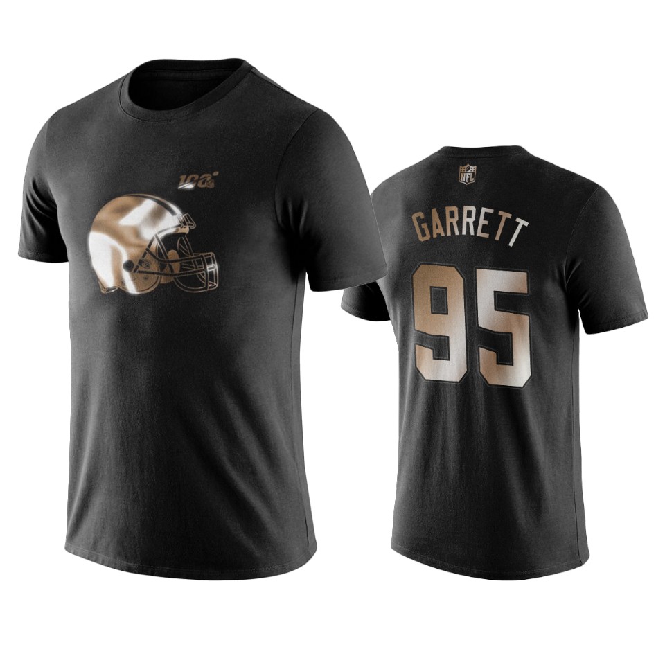 myles garrett browns black golden 100th season t shirt