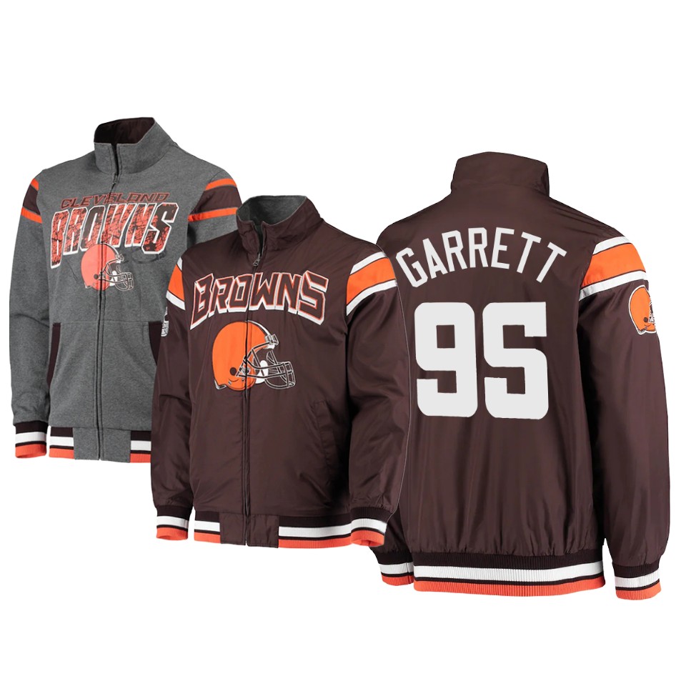 myles garrett browns brown charcoal offside reversible full zip jacket