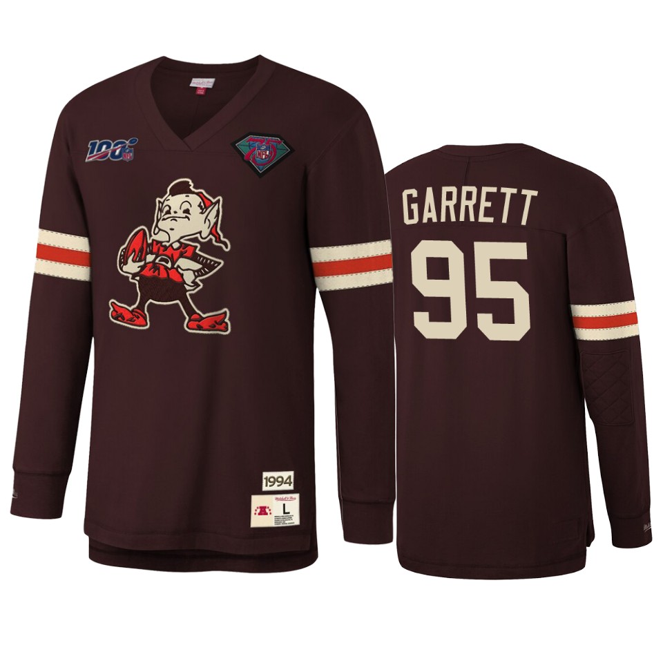 myles garrett browns brown nfl 100 long sleeve t shirt
