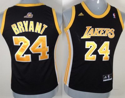n Los Angeles Lakers 24 Kobe Bryant Black Swingman Jersey Yellow Number