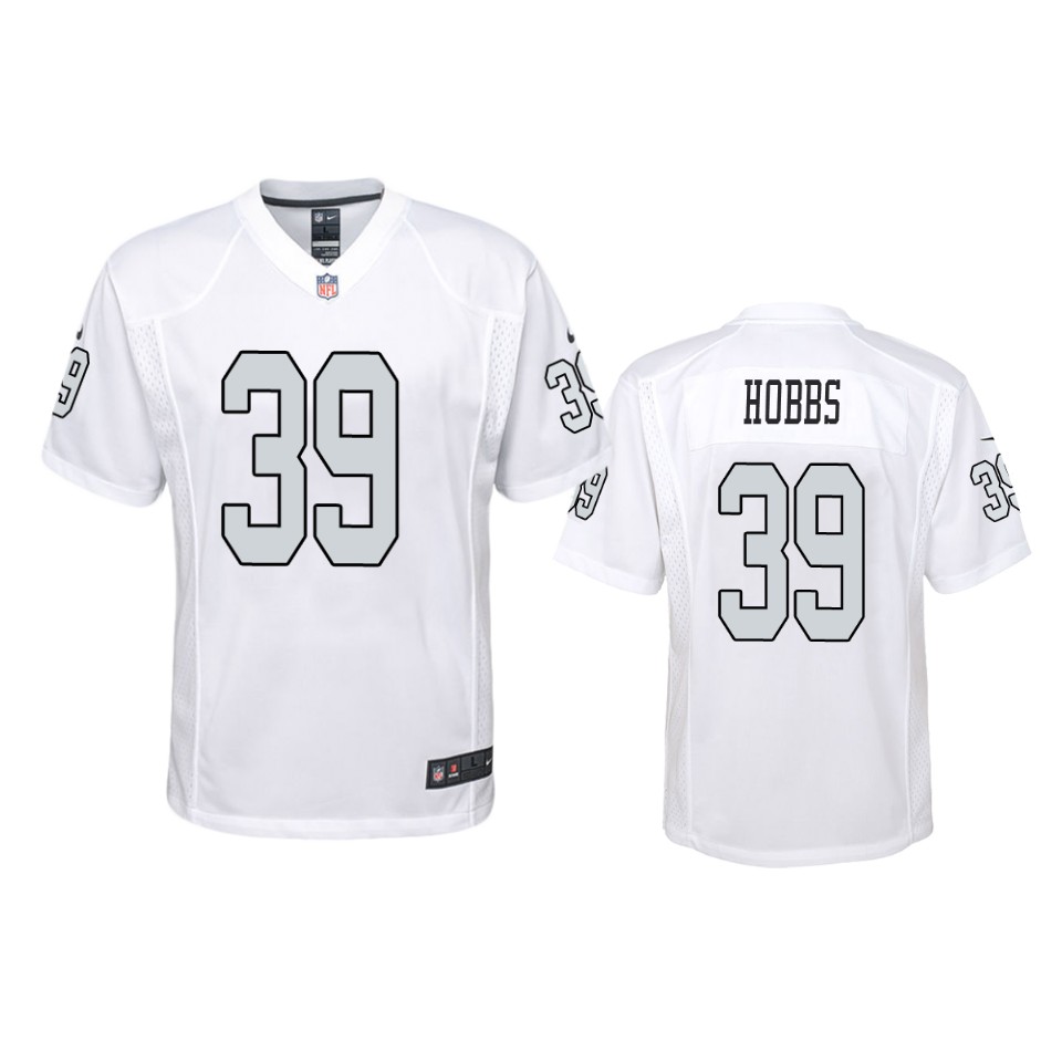 nate hobbs raiders white color rush game jersey