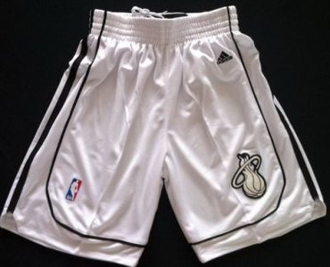 nba Miami Heat White Revolution 30 NBA Shorts Silver Logo