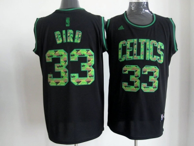 nba boston celtics #33 bird green black(camo fashion swingman)