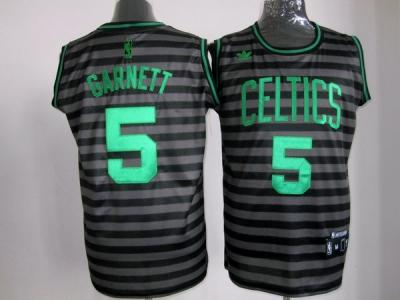 nba boston celtics #5 garnett grey(black strip)